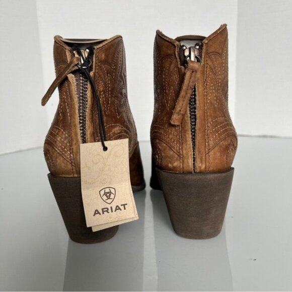 Ariat Brown Western Ankle Booties with Pointed Toe - Picture 12 of 14